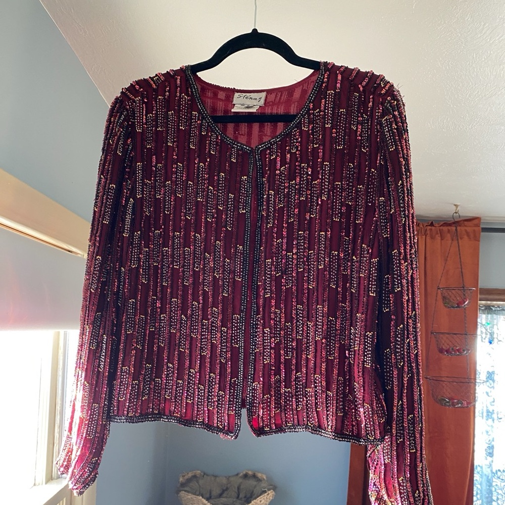 Stenay Vintage Beaded Jacket in Beautiful Burgundy/Wine Color